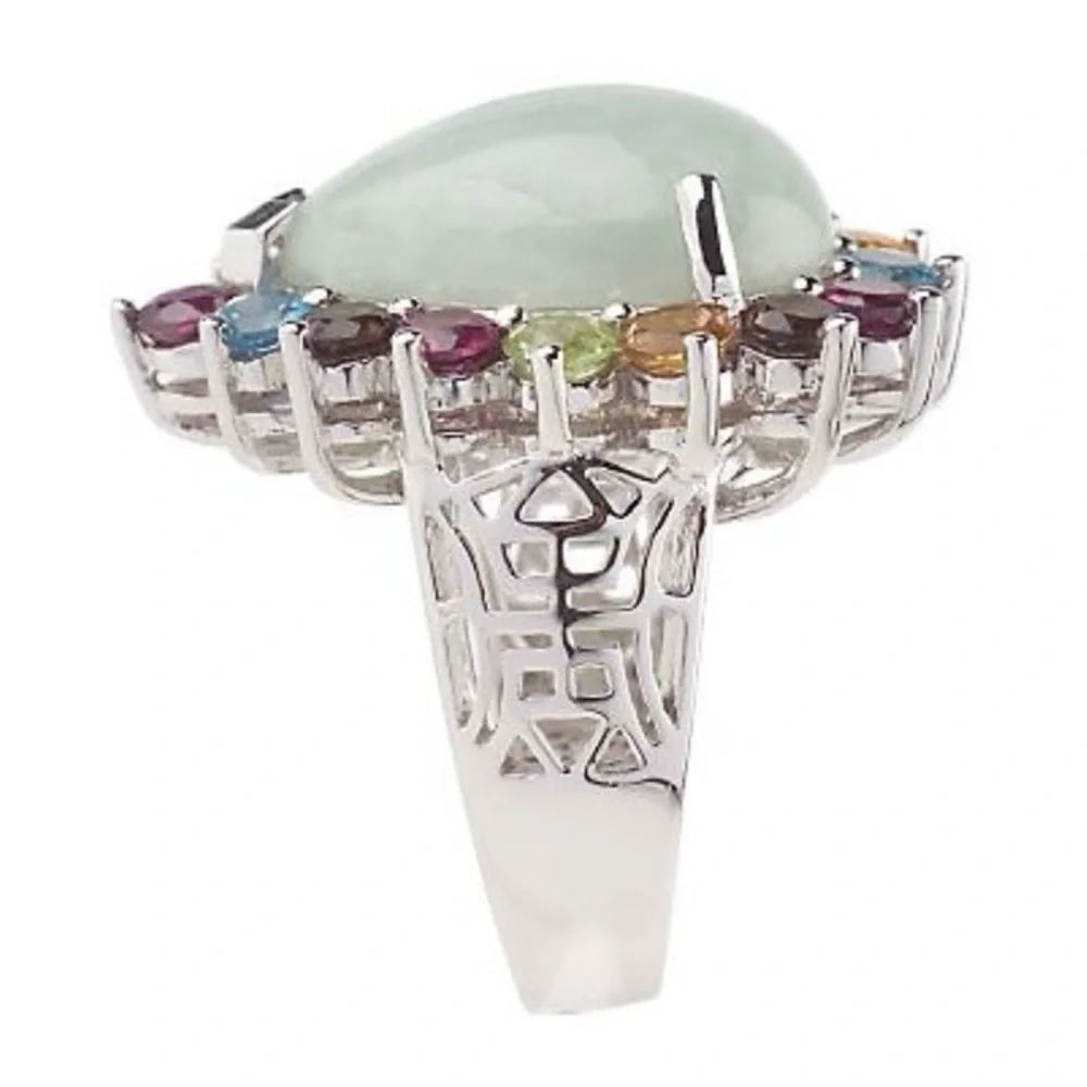 Ross Simons sterling Jade and multi gemstone ring